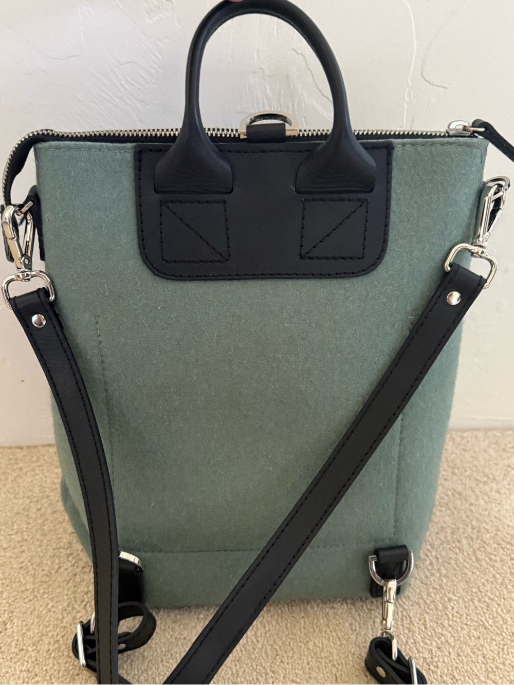 Graf Lantz Bedford Wool Midi Backpack with Black Leather Trim - Picture 3 of 4